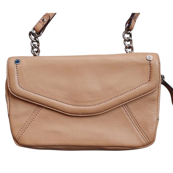 Tignanello Pebbled Leather Crossbody Purse Bag Handbag Storage Camel Tan Beige - Picture 3 of 7